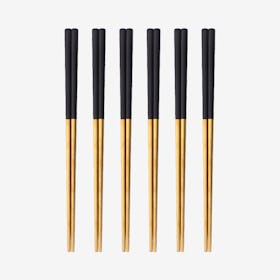 Matte Chopsticks - Black / Gold - Set of 6