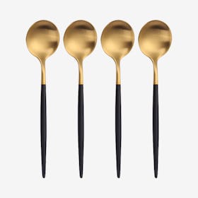 Matte Dinner Spoons - Black / Gold - Set of 4