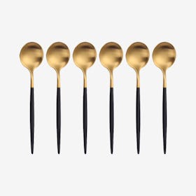 Matte Dinner Spoons - Black / Gold - Set of 6