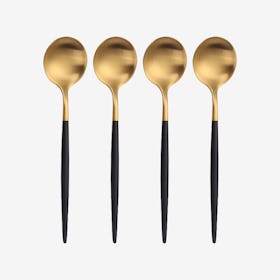 Matte Dessert Spoons - Black / Gold - Set of 4