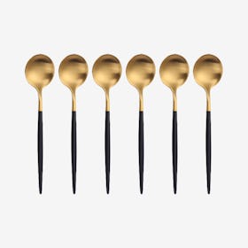 Matte Tea Spoons - Black / Gold - Set of 6
