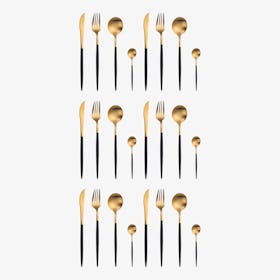 Copenhagen Matte Flatware - Black / Gold - Set of 24