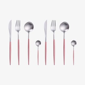 Copenhagen Matte Flatware - Pink / Silver - Set of 8