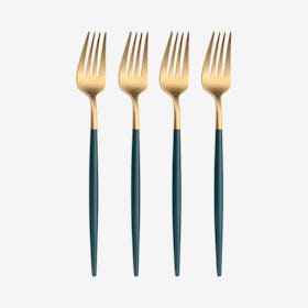 Matte Dinner Forks - Green / Gold - Set of 4