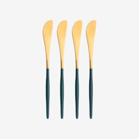 Matte Butter Knives - Green / Gold - Set of 4