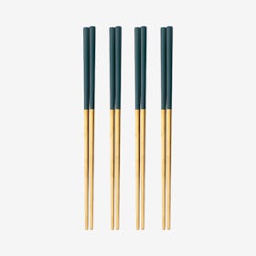 Matte Chopsticks - Green / Gold - Set of 4