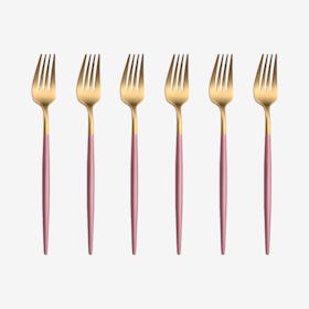 Matte Dinner Forks - Pink / Gold - Set of 6