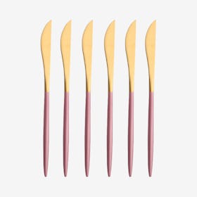 Matte Dinner Knives - Pink / Gold - Set of 6