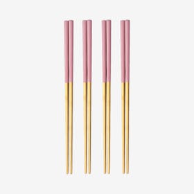 Matte Chopsticks - Pink / Gold - Set of 4
