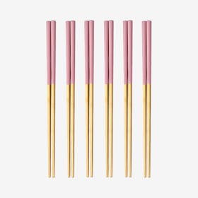 Matte Chopsticks - Pink / Gold - Set of 6