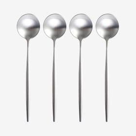 Matte Dessert Spoons - Silver - Set of 4