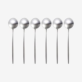 Matte Dessert Spoons - Silver - Set of 6