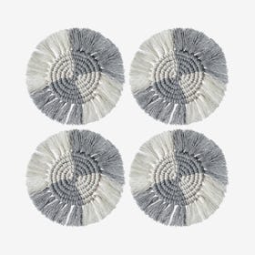 Kumla Macrame Coasters - White / Grey - Set of 4