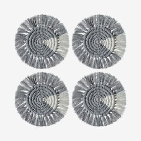 Kumla Macrame Coasters - Grey / White - Set of 4