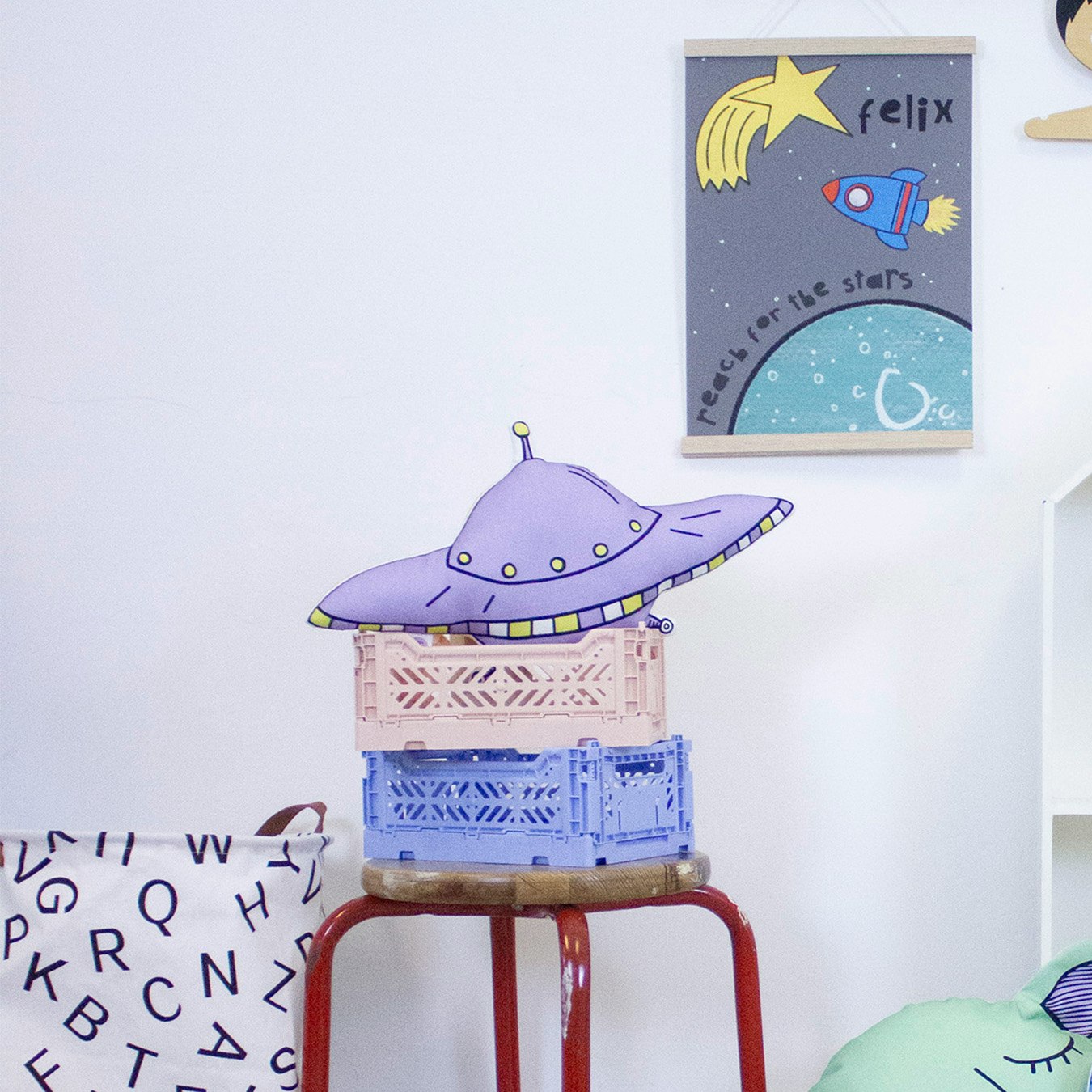 UFO Cushion - Purple / Yellow by Nelly's Treasures