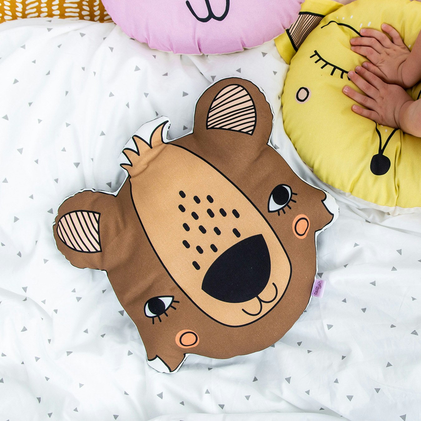 Bear Cushion - Brown / Black by Nelly's Treasures