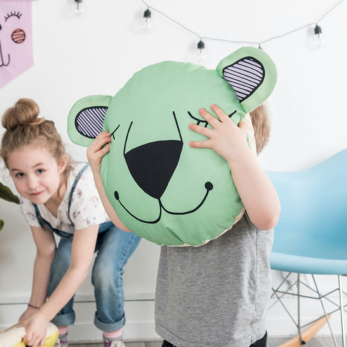 Bear Cushion - Green by Nelly's Treasures