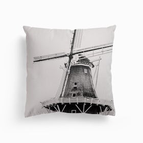Dutch Windmill On White Background Canvas Cushion