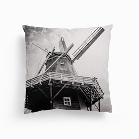 Dutch Authentic Windmill With Cloudy Sky Canvas Cushion