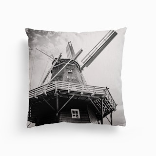 Dutch Authentic Windmill With Cloudy Sky Canvas Cushion