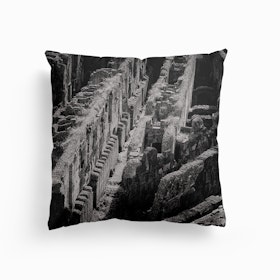 The Lower Level Of The Colosseum In Rome Canvas Cushion