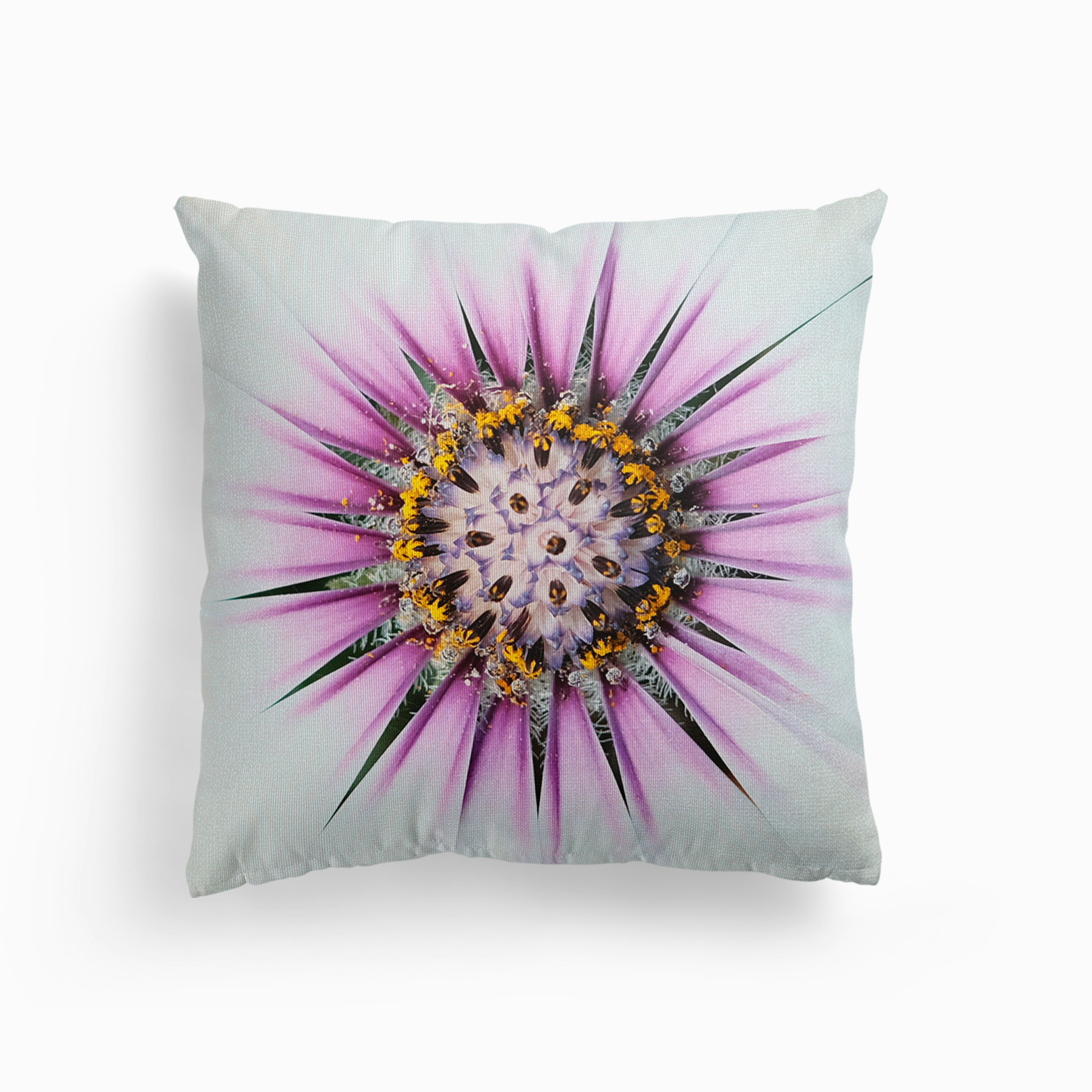 Close Up White Pink Flower Canvas Cushion by Diana Van Neck Travel photography