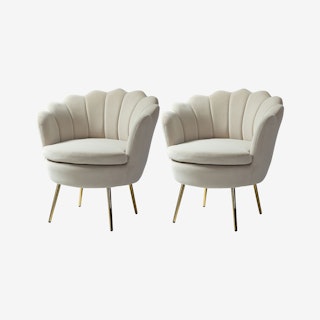 Donata Barrel Chairs - Tan - Velvet - Set of 2