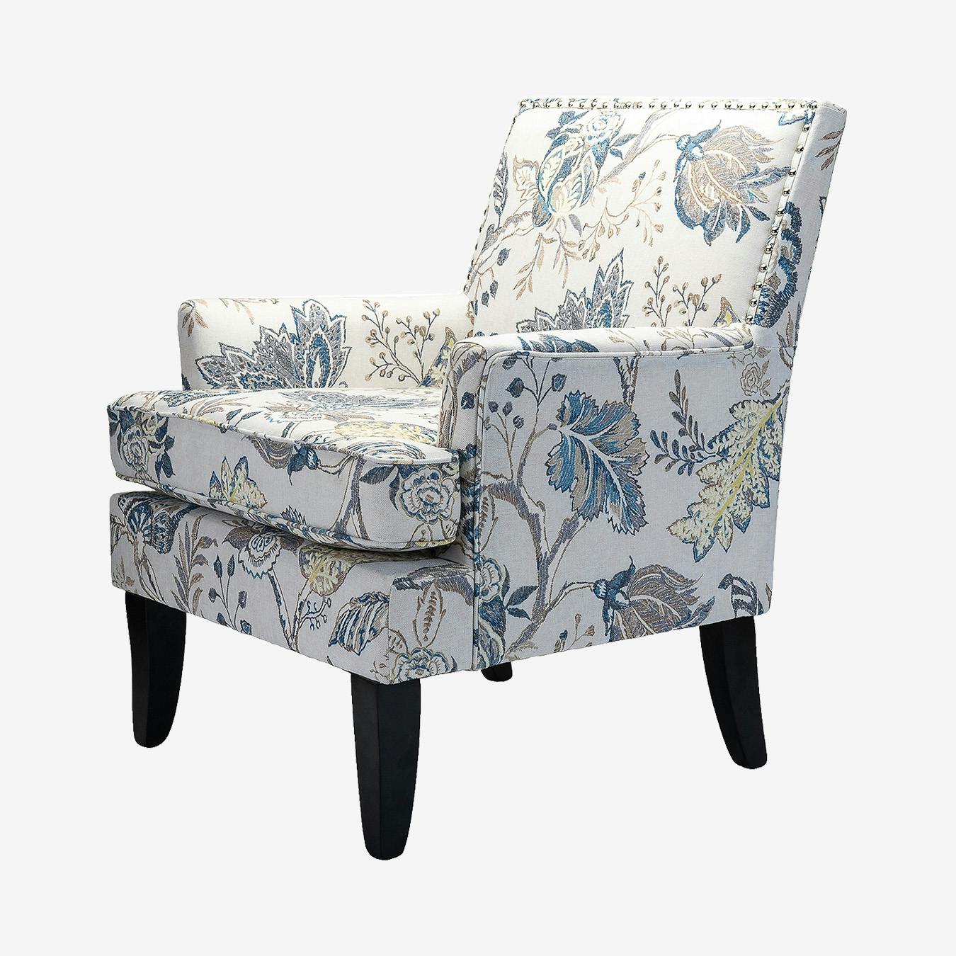 blue floral armchair