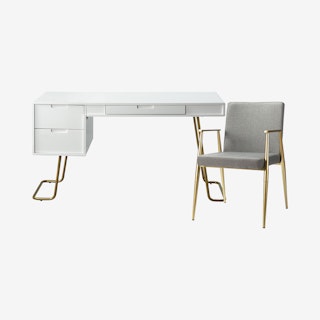 Sabina Desk with Chair Set - White / Grey
