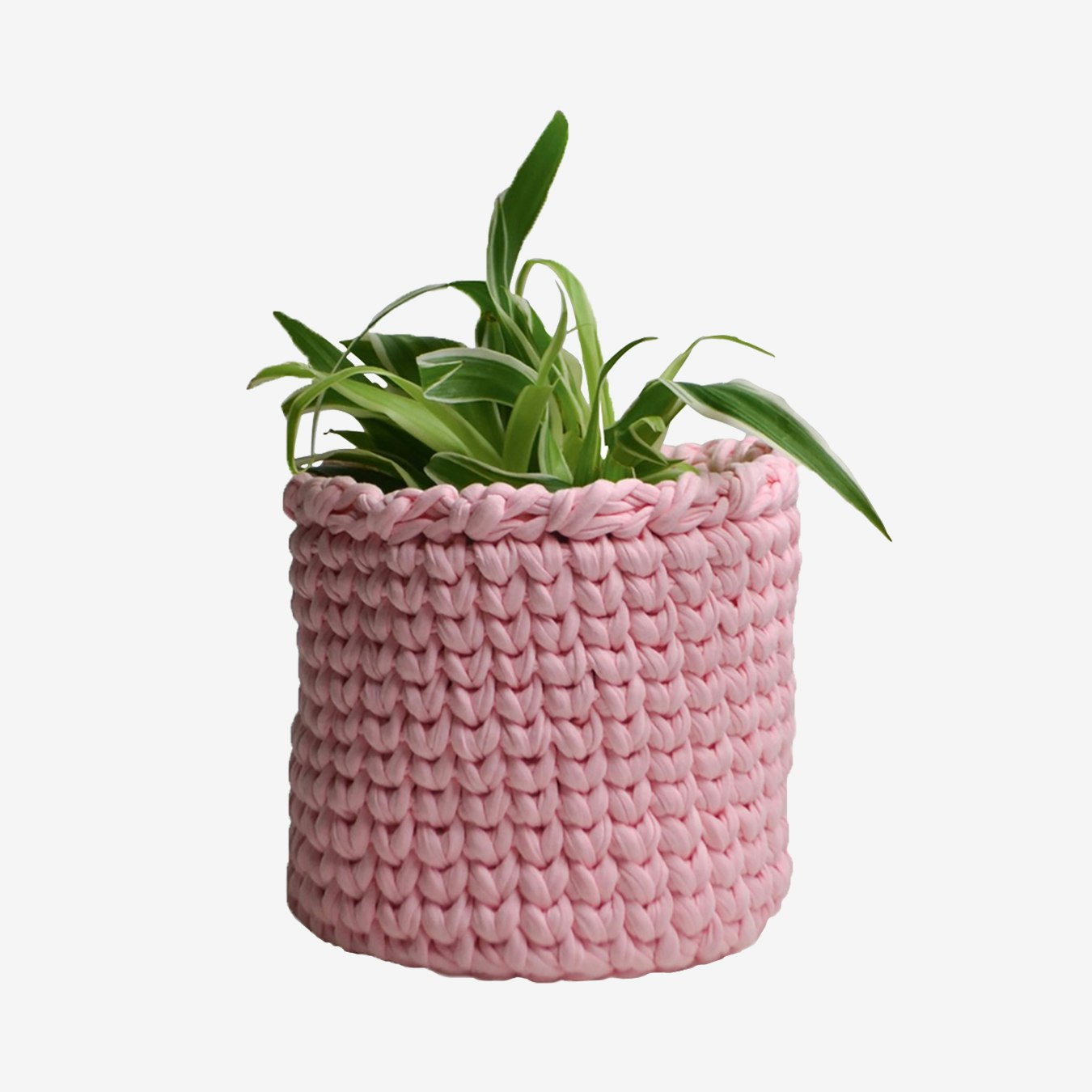 Crochet Plant Pot - Baby Pink by Sarora Knots
