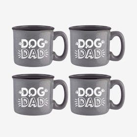Dog Dad Grey Santa Fe Ceramic Mug - Set of 4