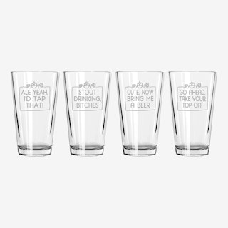 Stout Drinking Assortment Pint Glass - Set of 4