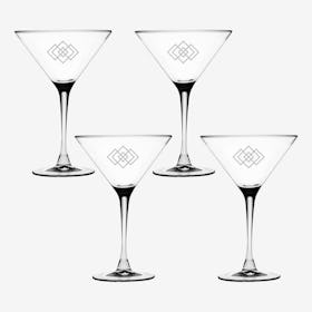 Diamond Entwined Martini Glass - Set of 4