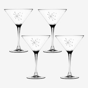 Groovy Starburst Martini Glass - Set of 4