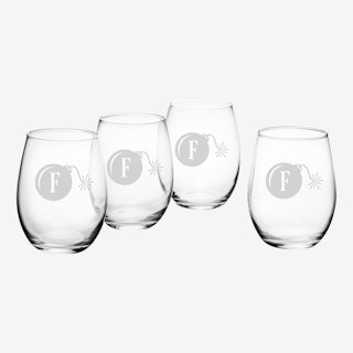 Tipsy Assortment Stemless Wine Set 4