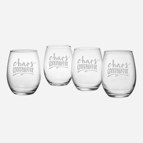 Chaos Coordinator Stemless Wine Glass - Set of 4