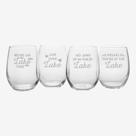 Lake Talk Assortment Stemless Wine Glass - Set of 4