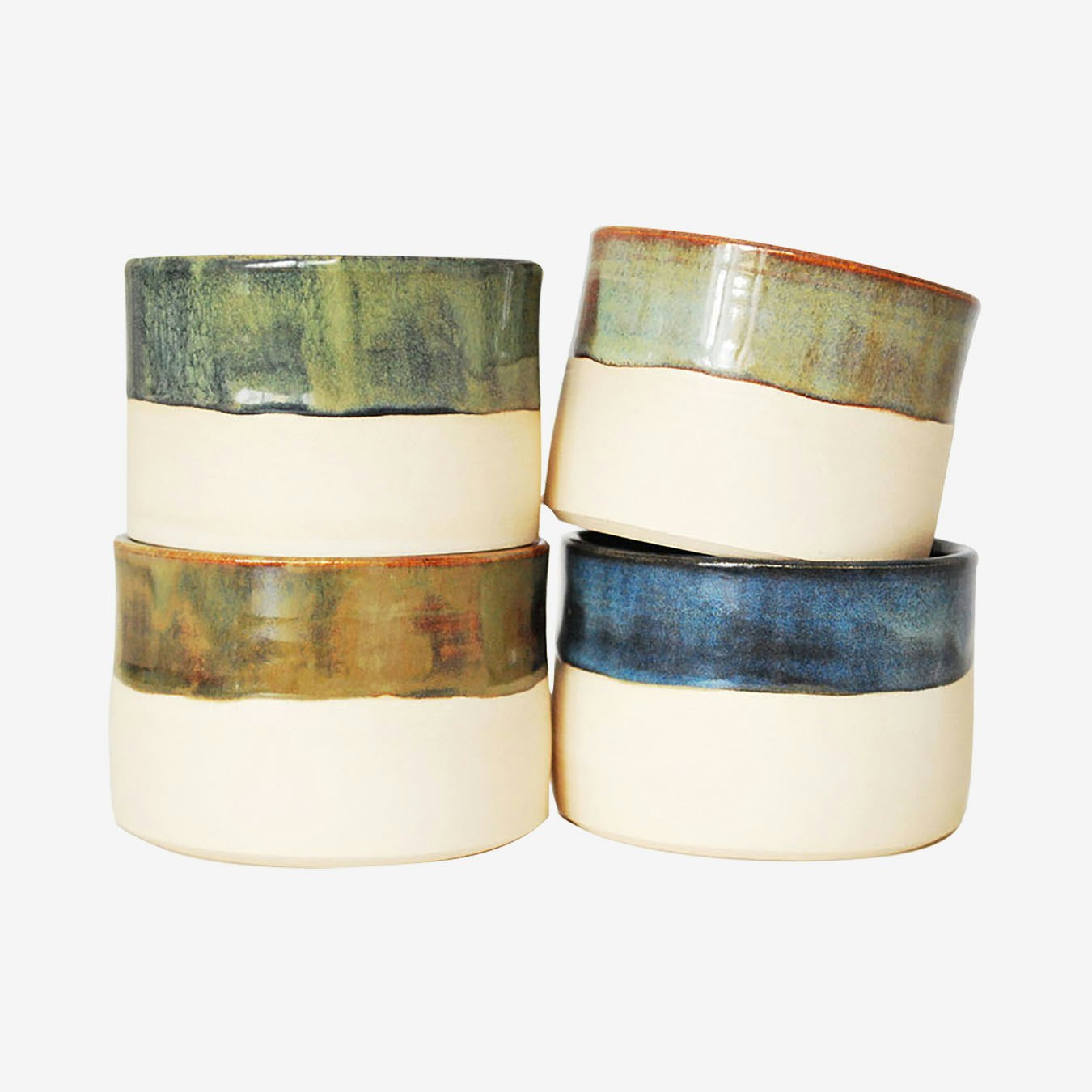 Mixed Flat White Cups - Set of 4 by Modern Pottery Shop
