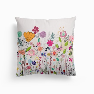 Colorful Wildflowers And Flower Field Canvas Cushion