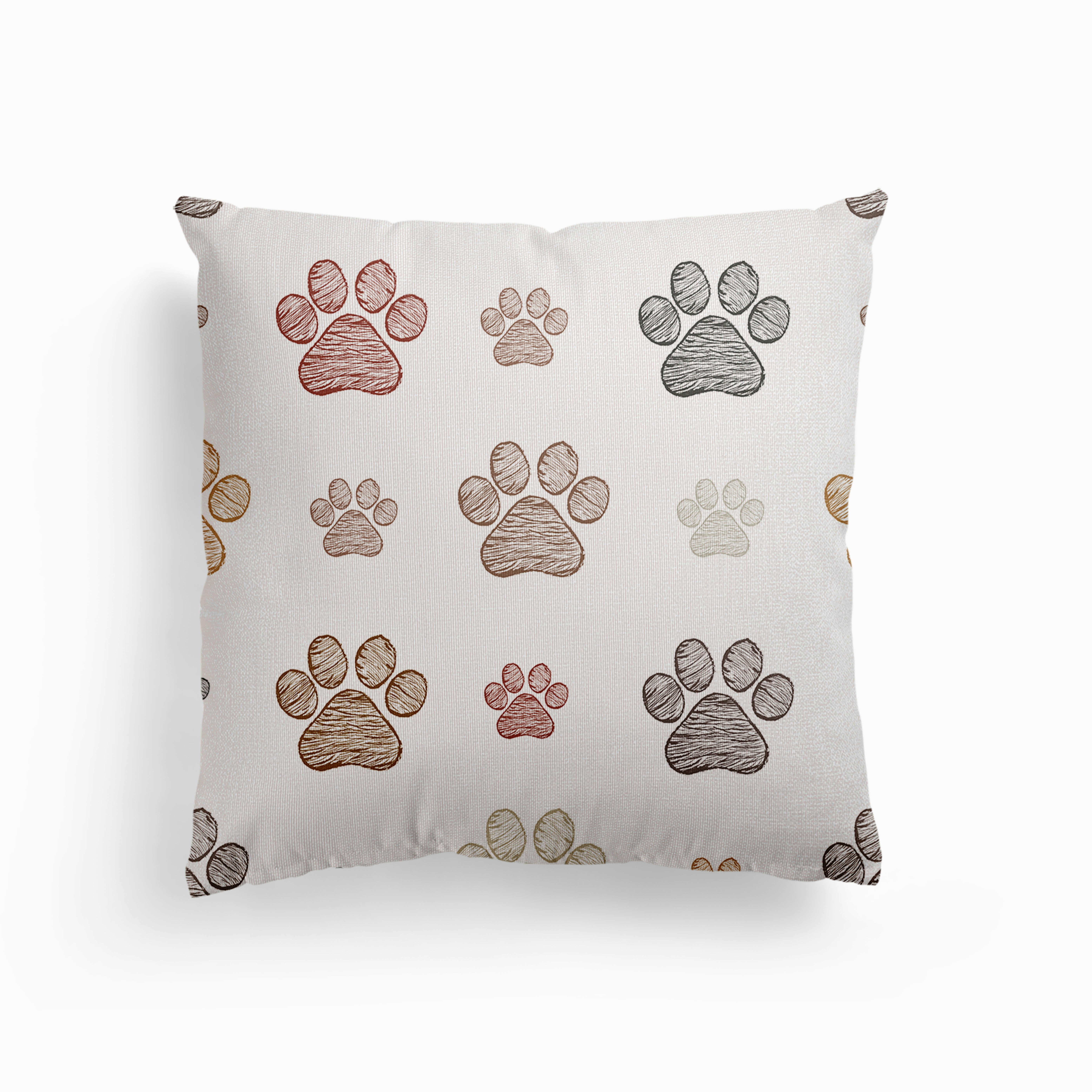 Hand Drawn Doodle Paw Print Pattern Canvas Cuscino