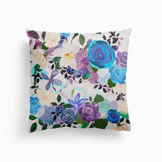 Blue And Purple Colored Roses Canvas Cushion