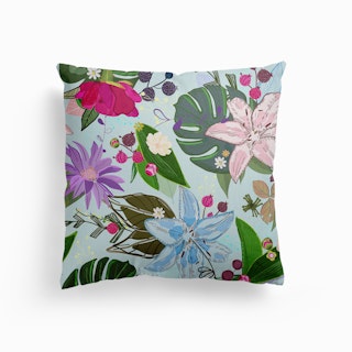 Lily, Rose And Bud Canvas Cushion