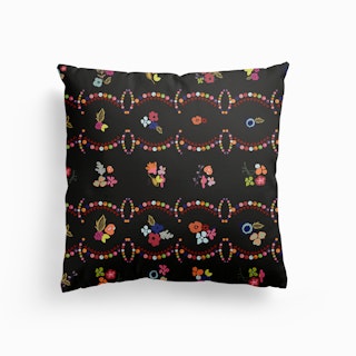 Organised Florals Ditsy Cute Colorful Hand Drawn Decorative Flowers Pattern Canvas Cushion