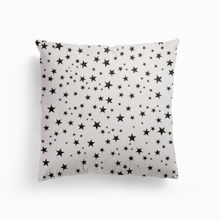 Shining Golden And White Colored Stars Canvas Cushion
