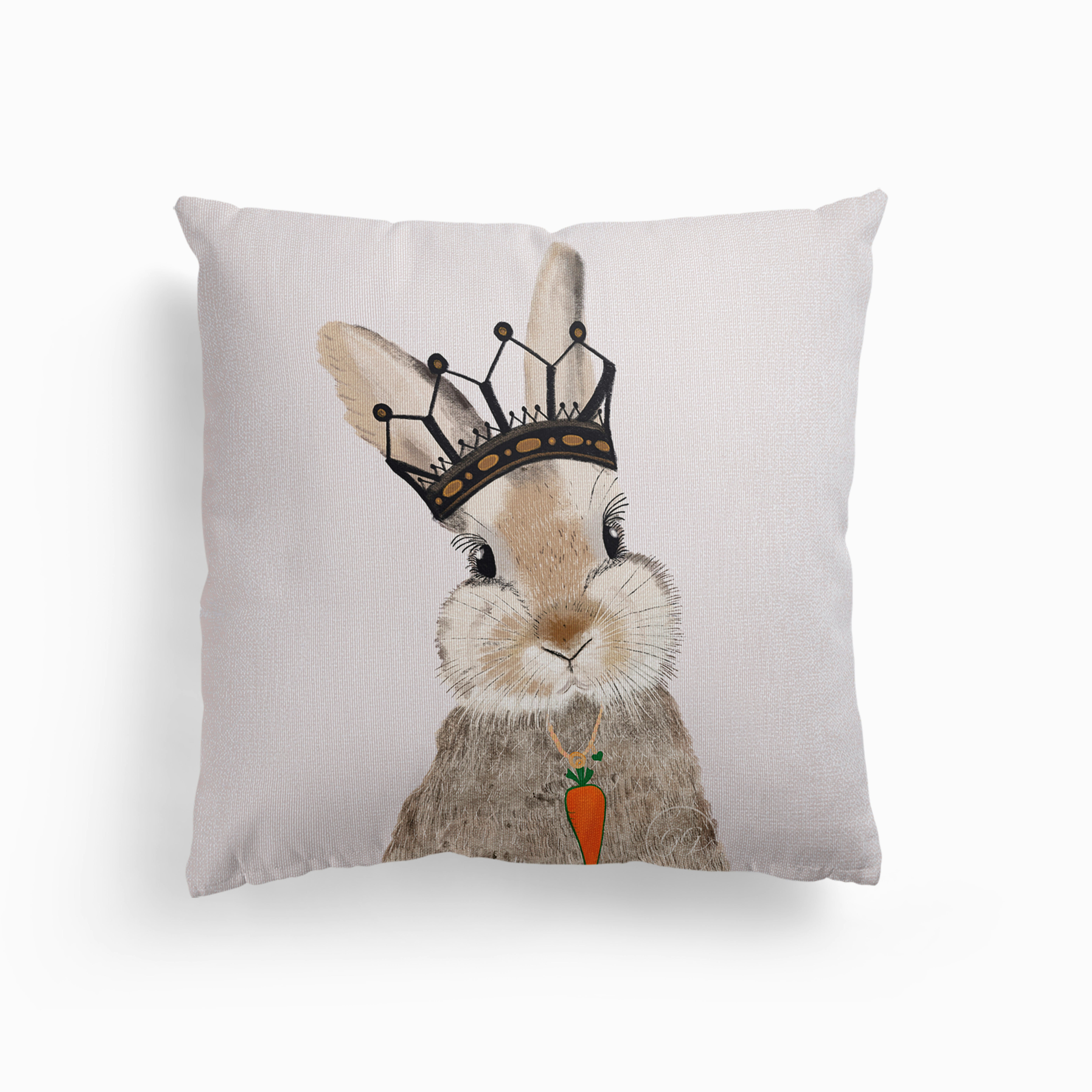 The King Of Carrot Happy Easter Canvas Cushion by Gulsen Gunel