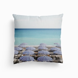 Blue Beach Umbrellas Canvas Cushion