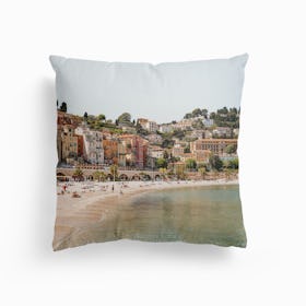 French Riviera Beach Canvas Cushion