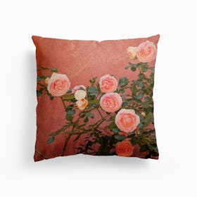 Pink Roses Blossom Canvas Cushion