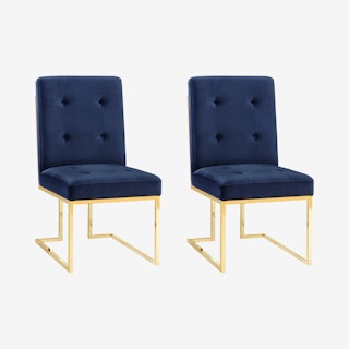 Akiko Chairs - Navy / Gold - Velvet - Set of 2
