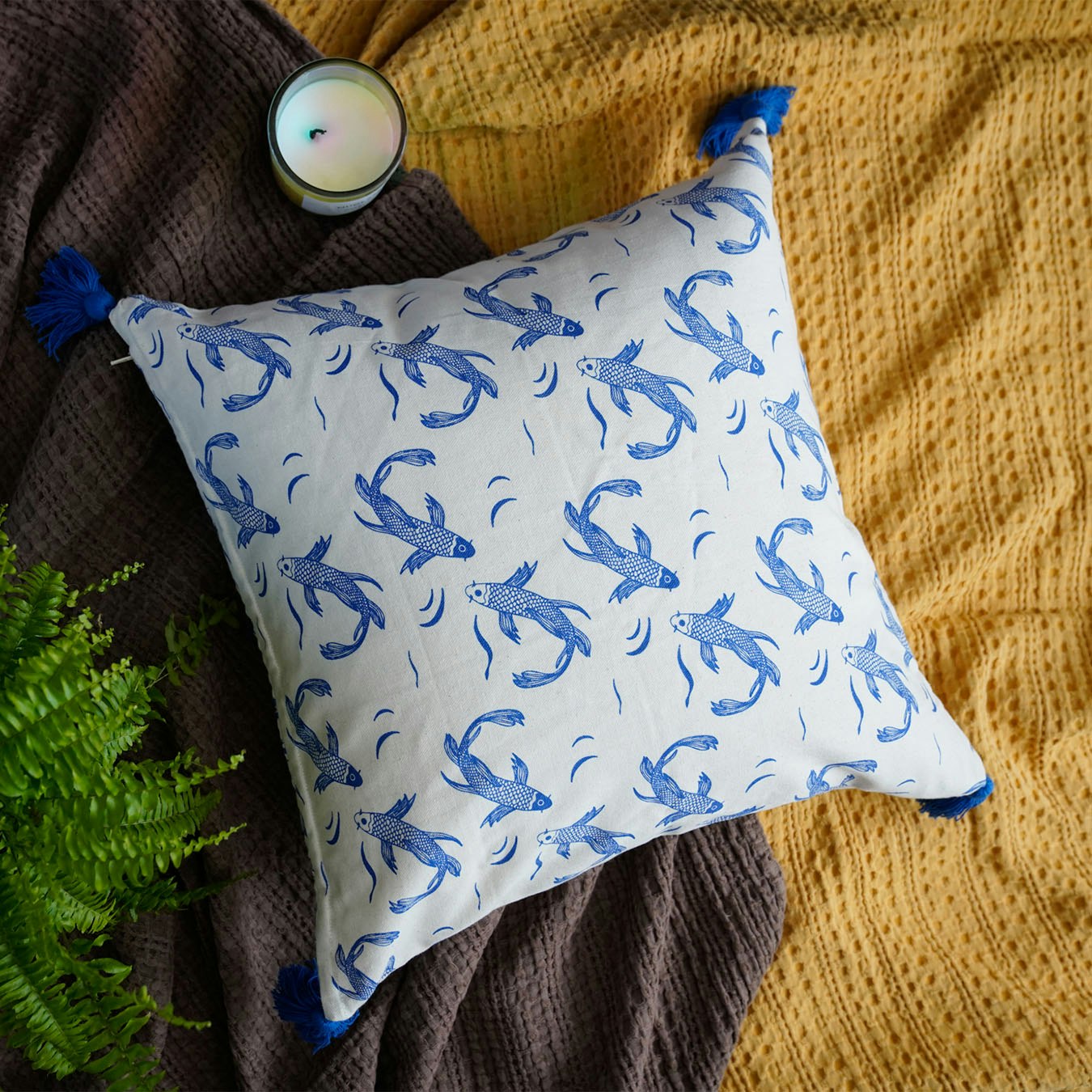 Sakana Cushion - Blue by Tikauo